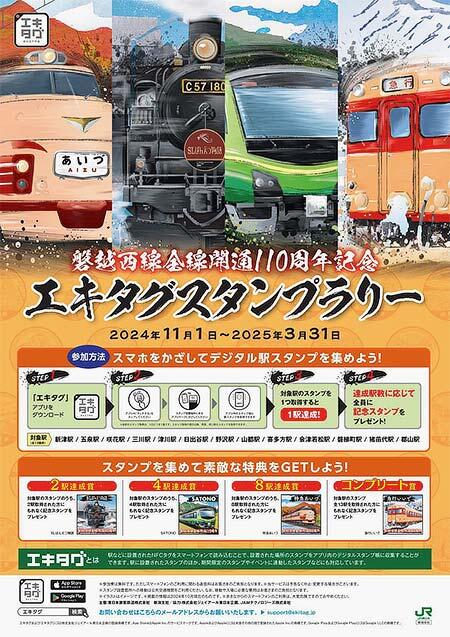 「磐越西線全線開通110周年記念エキタグスタンプラリー」を実施