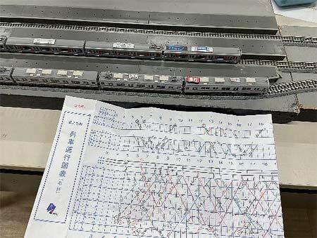 決められたダイヤどおりに鉄道模型（Nゲージ）を運転