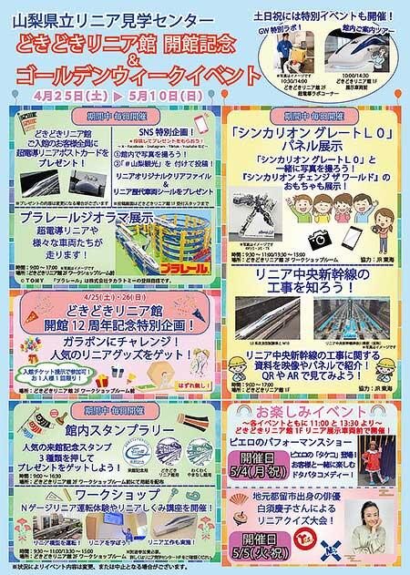 山梨県立リニア見学センターで「どきどきリニア館 開館記念＆ゴールデンウィークイベント」開催