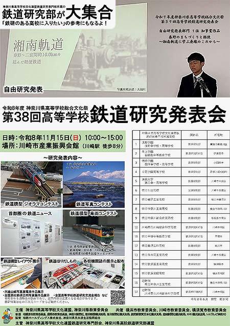「第38回 高等学校鉄道研究発表会」開催
