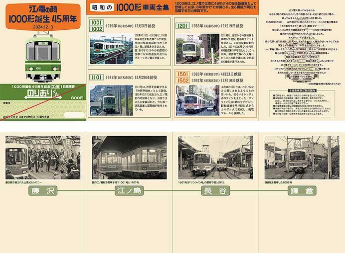 「江ノ電1000形45周年記念1日乗車券」発売