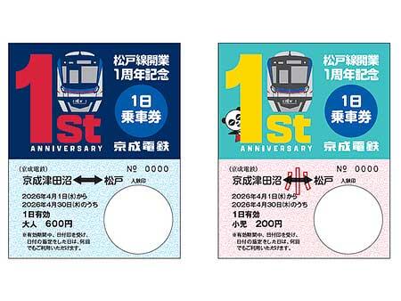 「松戸線開業1周年記念1日乗車券」